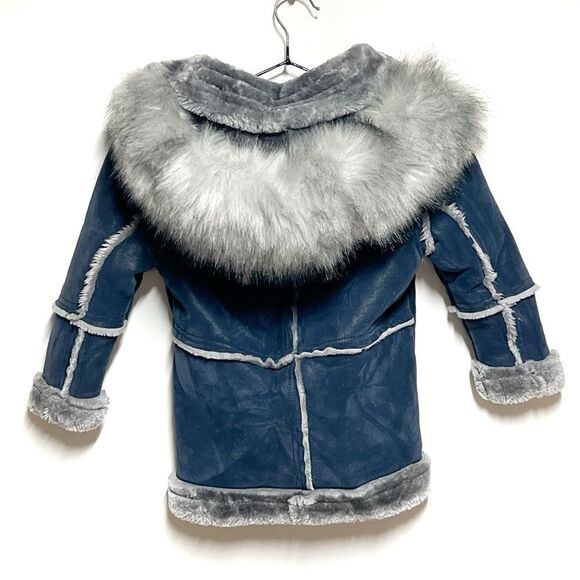 NEW JORDAN CRAIG LEGACY EDITION DENALI SHEARLING COAT BOYS - MIDNIGHT SMOKE Sz 3 - Picture 2 of 7